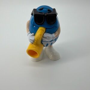 M&M'S Blue Character with Yellow Saxophone Dispenser. Burger King Toy